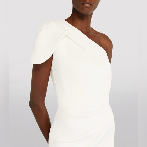 Jovani Women's White One Shoulder Side Pleat Fit Bodice Gown Dress Size 2 - Picture 6 of 8